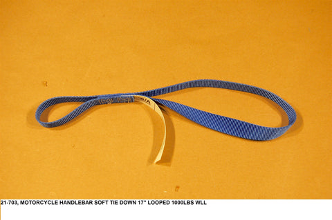 Motorcycle Handlebar Soft Tie Down 17" Looped 1,000 lb Wll