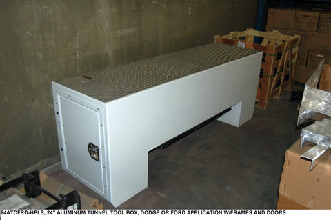 24" Aluminum Tunnel Tool Box, Dodge Or Ford Application W/Frames And Doors