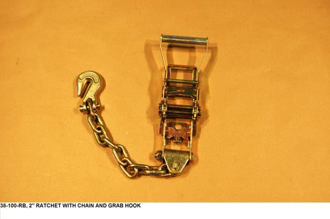 2" Ratchet W/Chain And Grab Hook