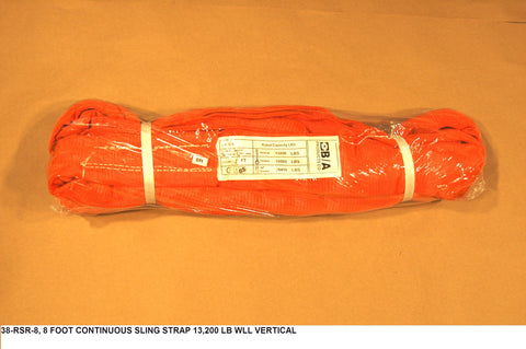 8' Red Round Sling 13,200 lb Wll Vertical