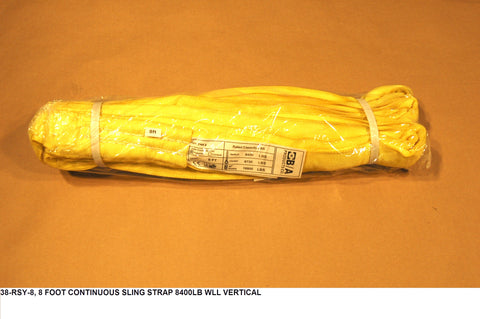 8 Foot Yellow Round Sling 8,400 lb Vertical Wll