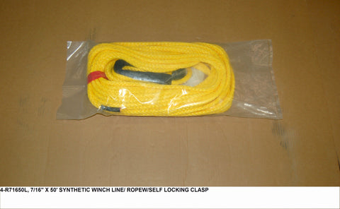 7/16 X 100' Synthetic Winch Line / non-swivel/ Rope W/Self Locking Clasp PN: 4-R716100L