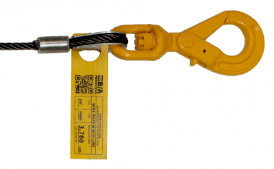 7/16" X 60 ' 6/36 WIRE ROPE WITH SELF LATCHING HOOK  PN: 436-716060LH
