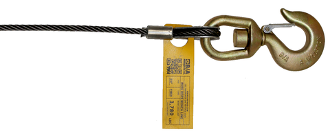 BA PRODUCTS 3/8" x 50 FEET WIRE ROPE SOLID CORE WITH SWIVEL SELF LATCHING HOOK