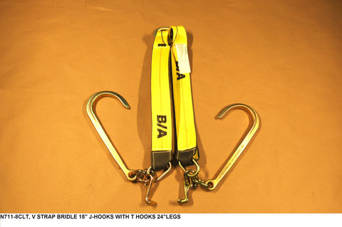 V Strap Bridle 15" J Hooks W/ T Hooks 24" Legs