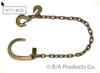 5/16 INCH ULTIMATE AXLE CHAIN 8 INCH J HOOK, Grab hook, slip hook  PN: N711-AC3S