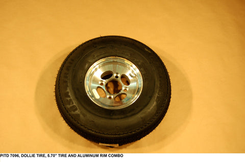 Dolly Tire, 5.70" Tire And Aluminum Rim Combo