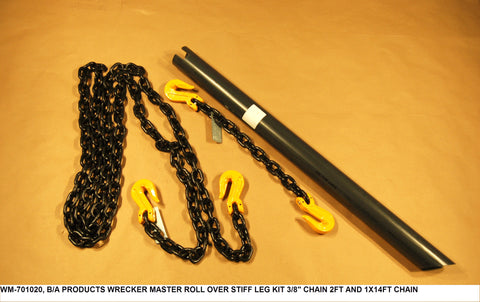 Wrecker Master Roll Over Stiff Leg Kit 3/8" Chain 2ft And 1x 14 Ft Chain